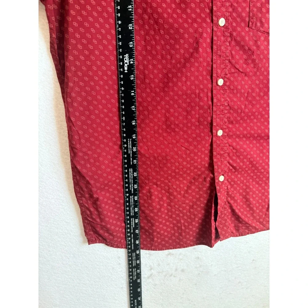 Banana‎ Republic Mens Large Red Geometric Stretch Soft-Wash Standard Fit Shirt